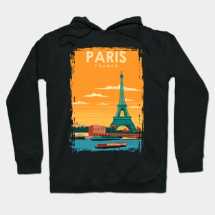 Paris France Seine Eiffel Tower Travel Poster Hoodie